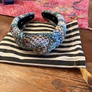 lele sadoughi blue raffia headband - worn once